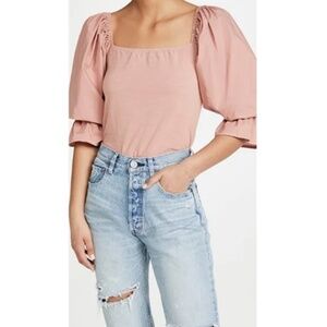 Nation LTD Frida Renaissance Sleeve Top- Pink Glaze Size Large